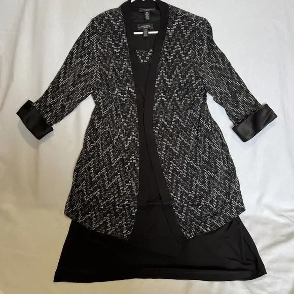 R&M Richards Women's Black Sleeveless Dress & Jacket Black Glitter Size 14W - Picture 8 of 8